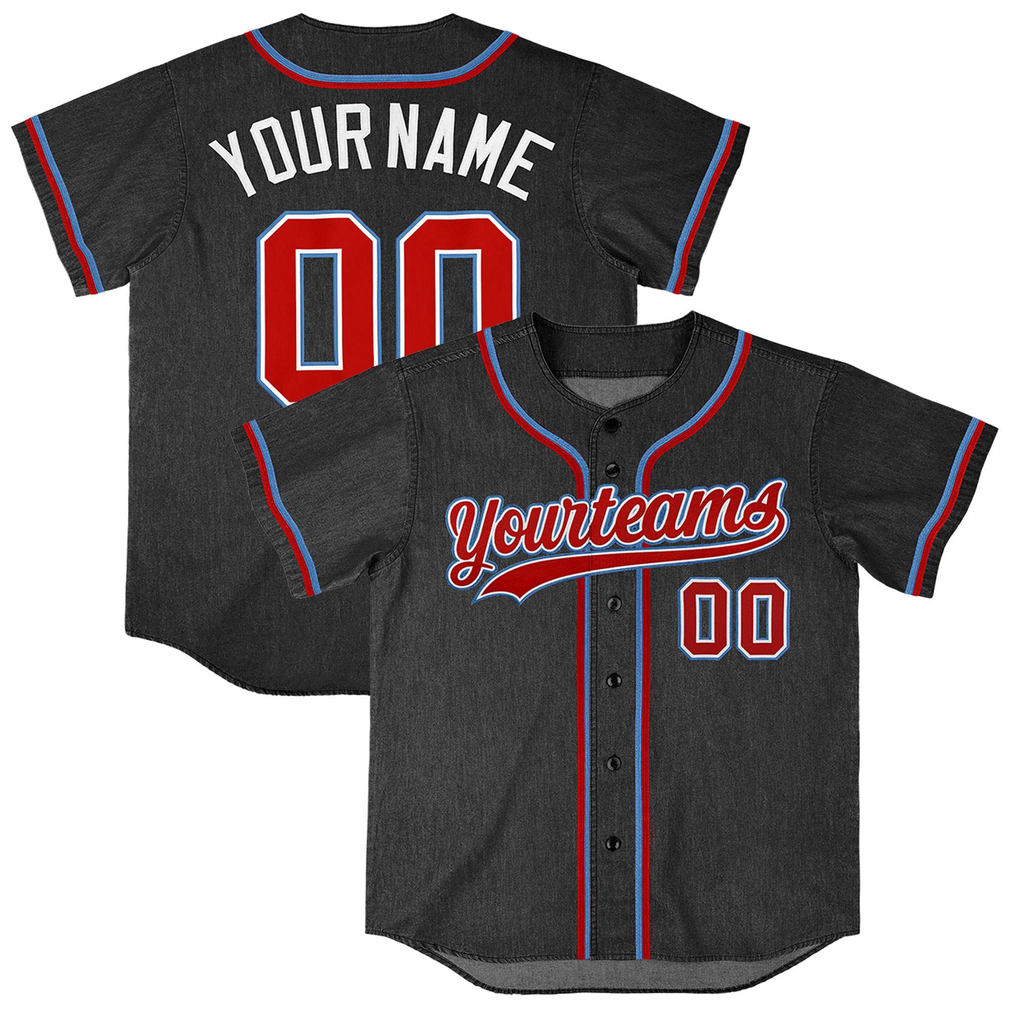 Custom Black Personalized Denim Baseball Jersey For Men Women Boy| KXKSHOP