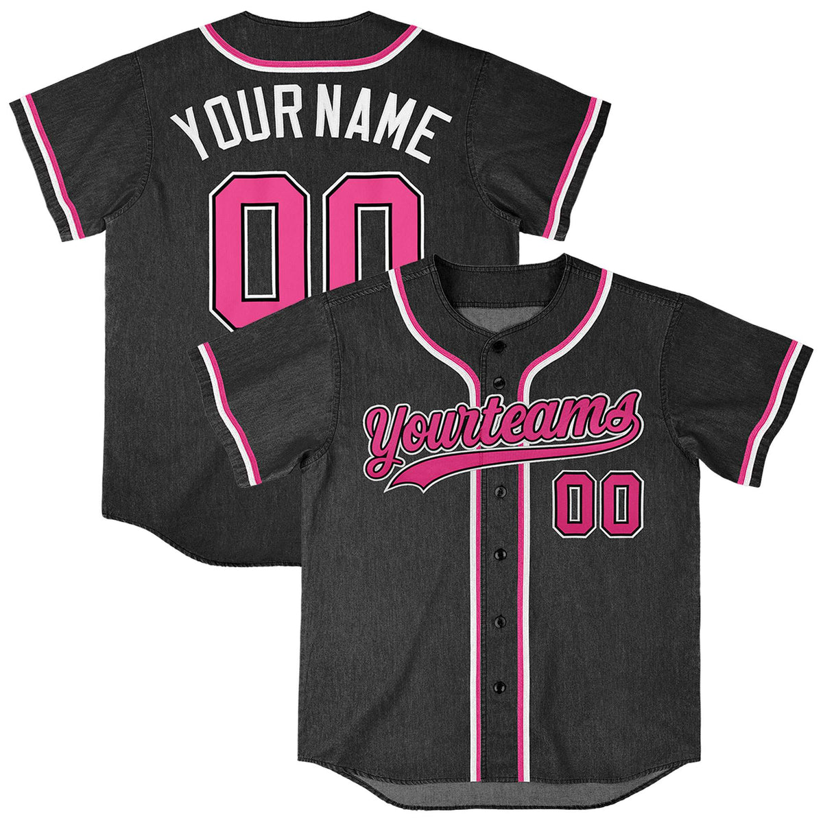 Custom Black Personalized Denim Baseball Jersey For Men Women Boy| KXKSHOP
