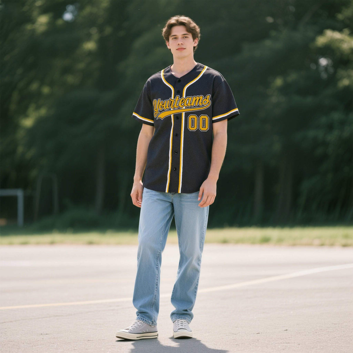 Custom Black Personalized Denim Baseball Jersey For Men Women Boy| KXKSHOP