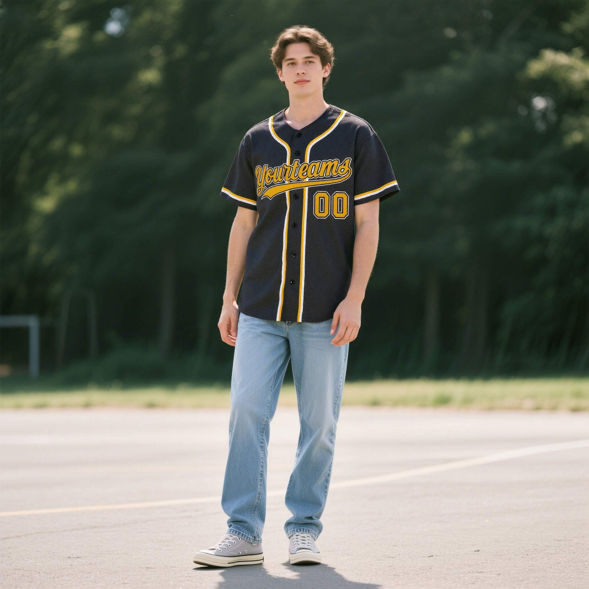 Custom Black Personalized Denim Baseball Jersey For Men Women Boy| KXKSHOP