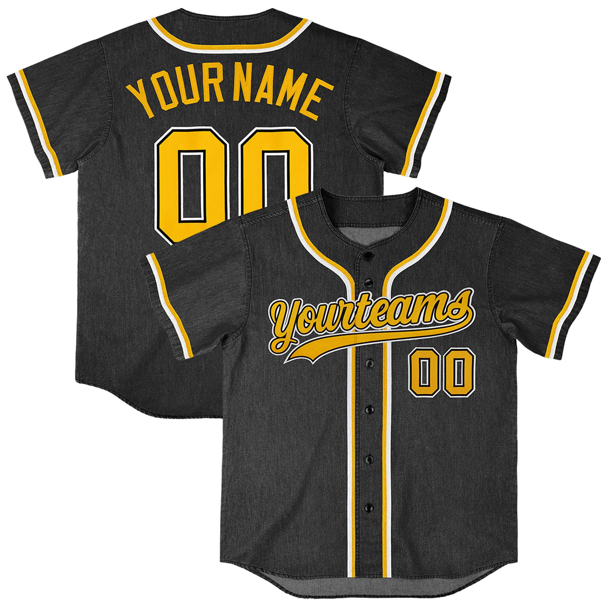 Custom Black Personalized Denim Baseball Jersey For Men Women Boy| KXKSHOP