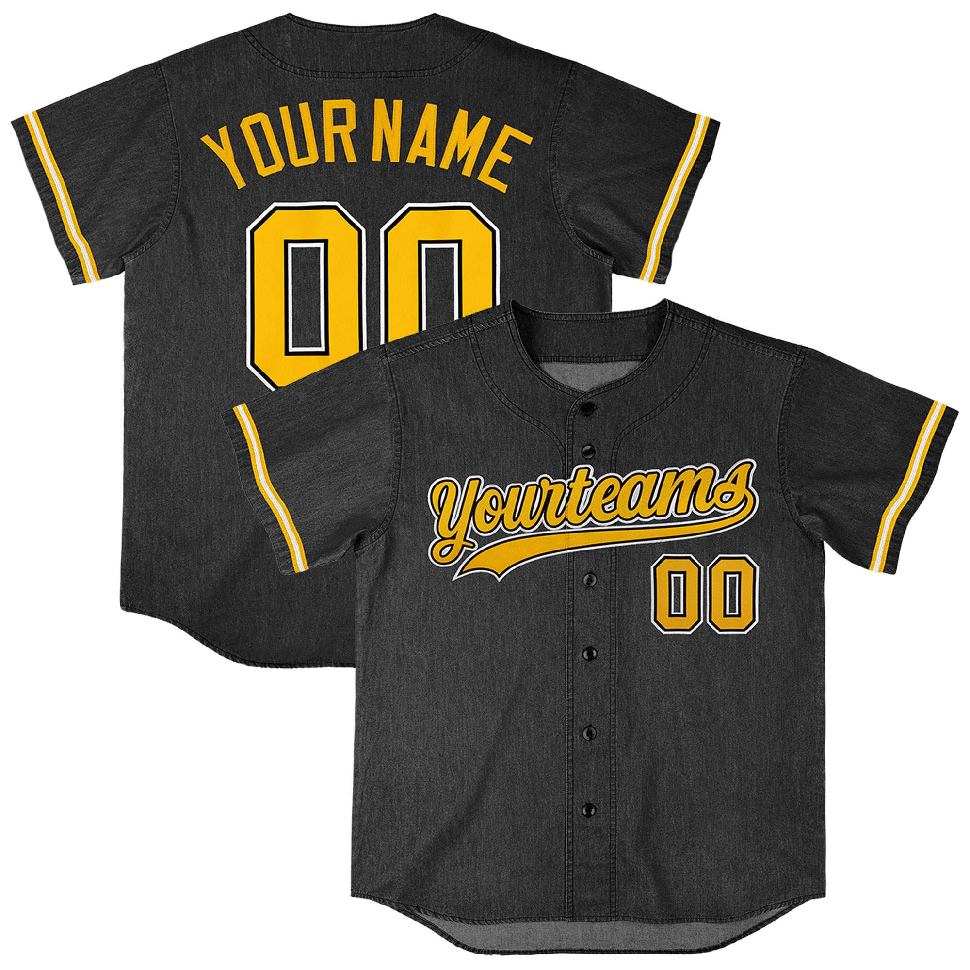 Custom Black Personalized Denim Baseball Jersey For Men Women Boy| KXKSHOP