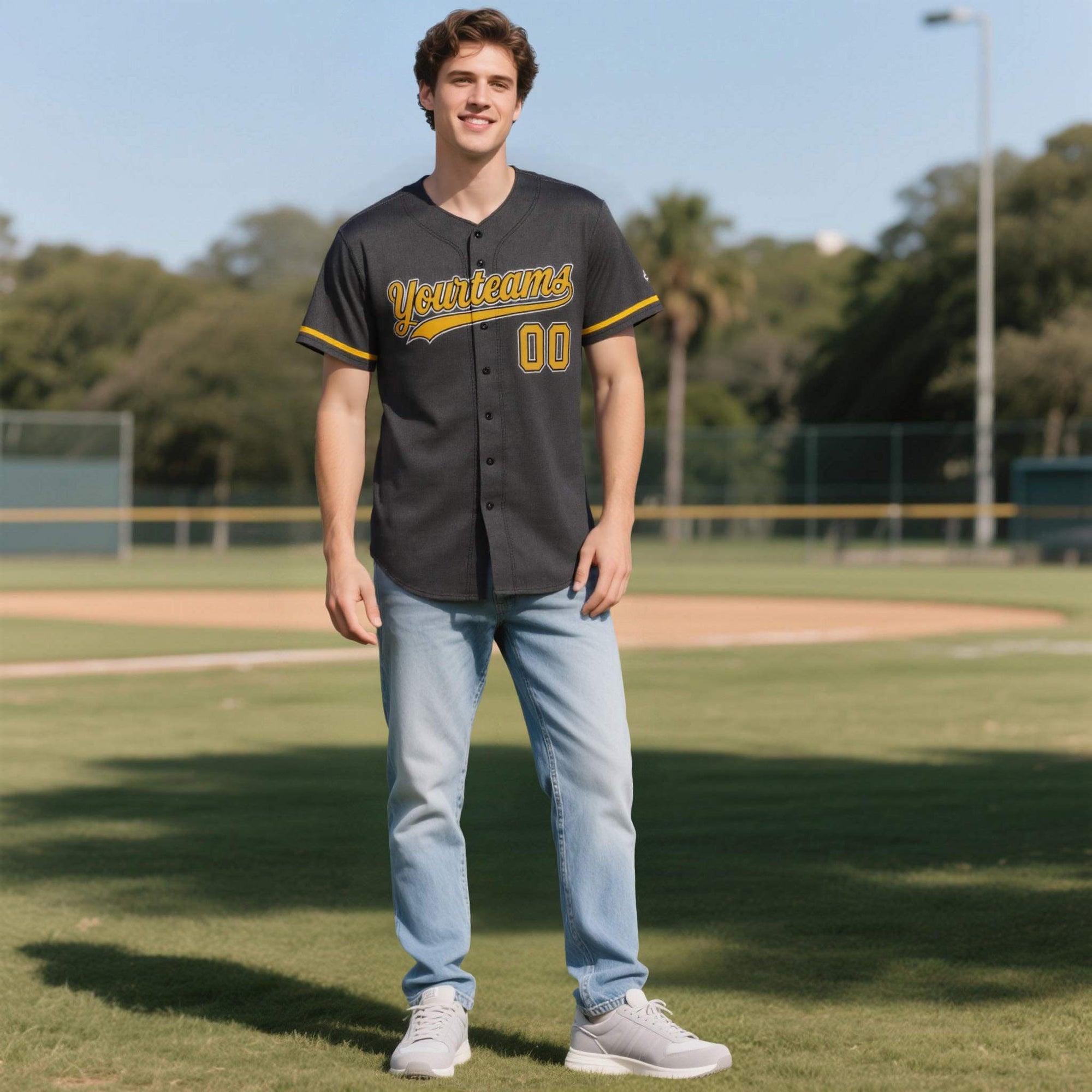 Custom Black Personalized Denim Baseball Jersey For Men Women Boy| KXKSHOP