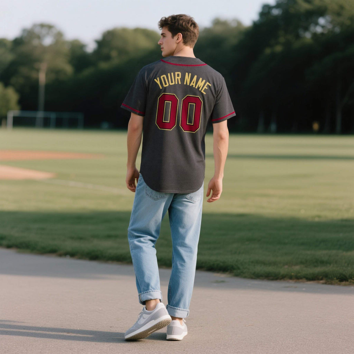 Custom Black Personalized Denim Baseball Jersey For Men Women Boy| KXKSHOP