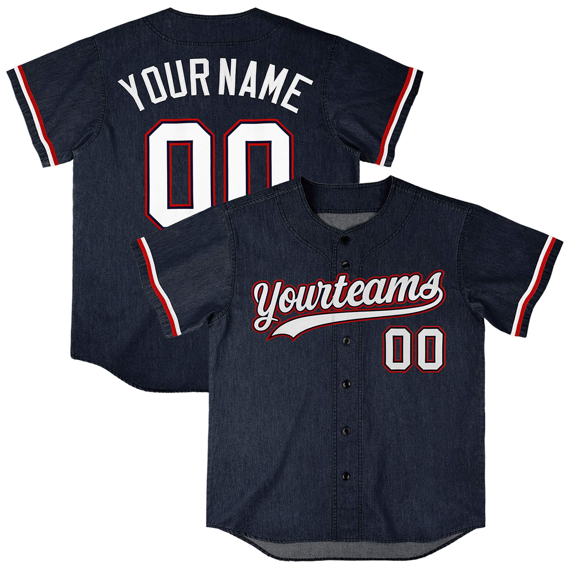 Custom Navy Personalized Denim Baseball Jersey For Men Women Boy| KXKSHOP