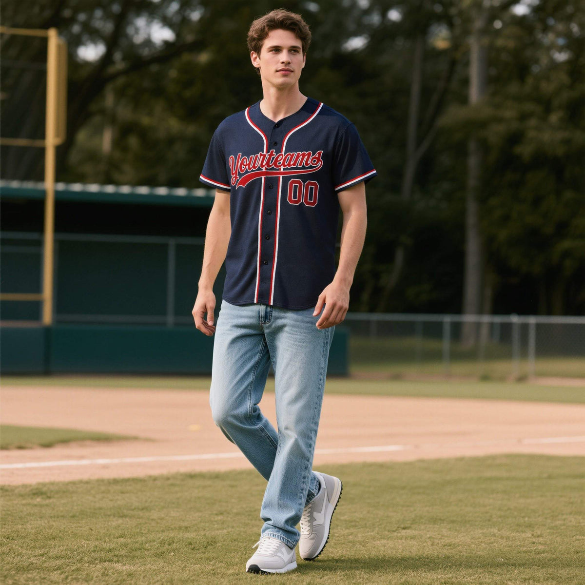 Custom Navy Personalized Denim Baseball Jersey For Men Women Boy| KXKSHOP