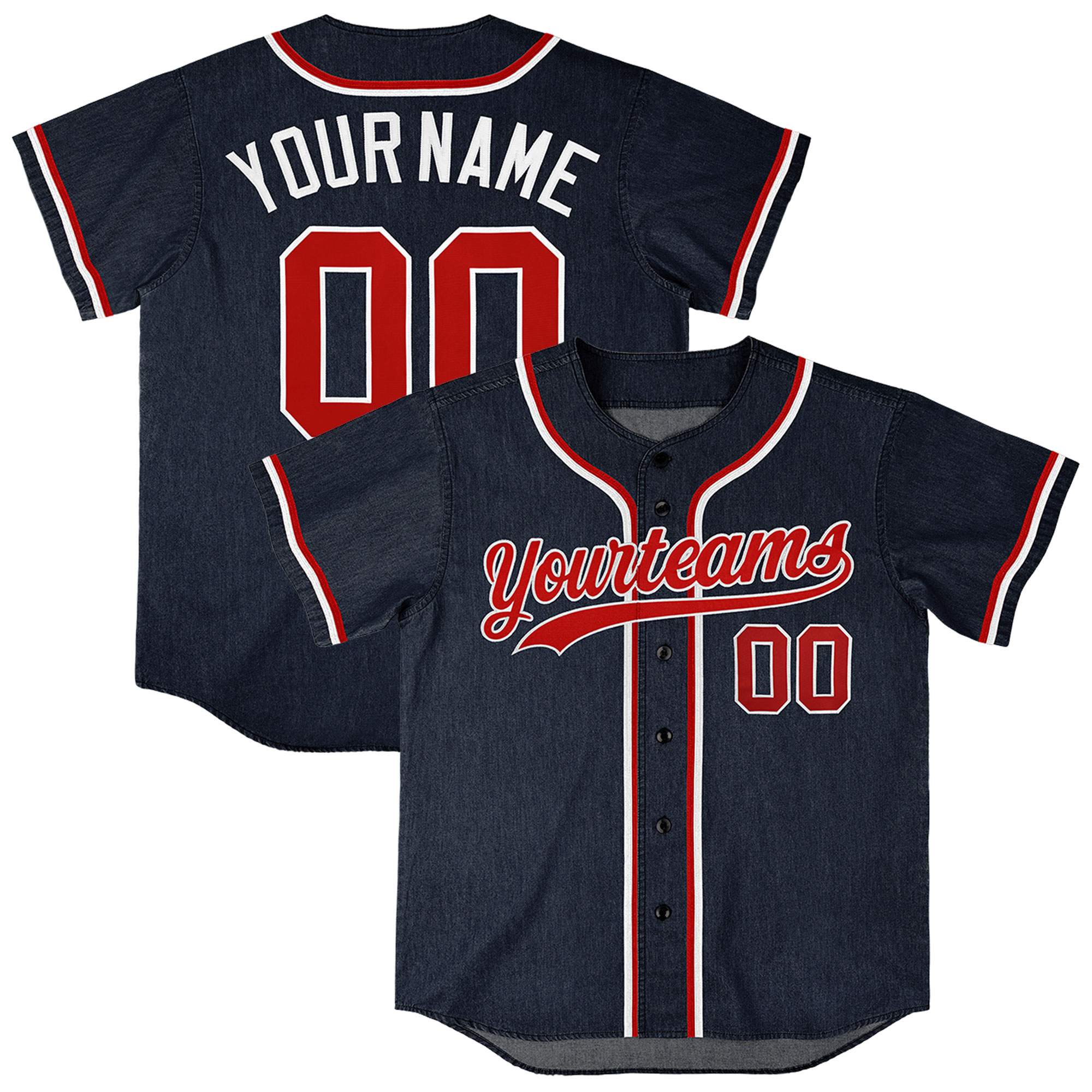 Custom Navy Personalized Denim Baseball Jersey For Men Women Boy| KXKSHOP