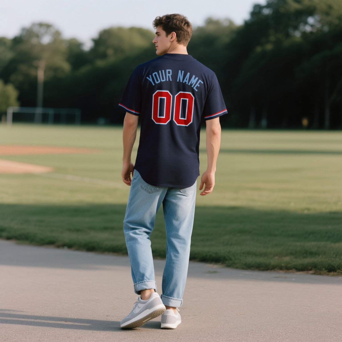 Custom Navy Personalized Denim Baseball Jersey For Men Women Boy| KXKSHOP