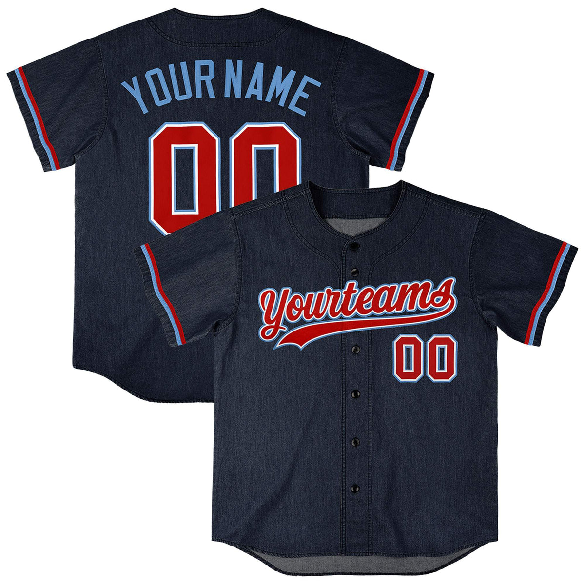 Custom Navy Personalized Denim Baseball Jersey For Men Women Boy| KXKSHOP