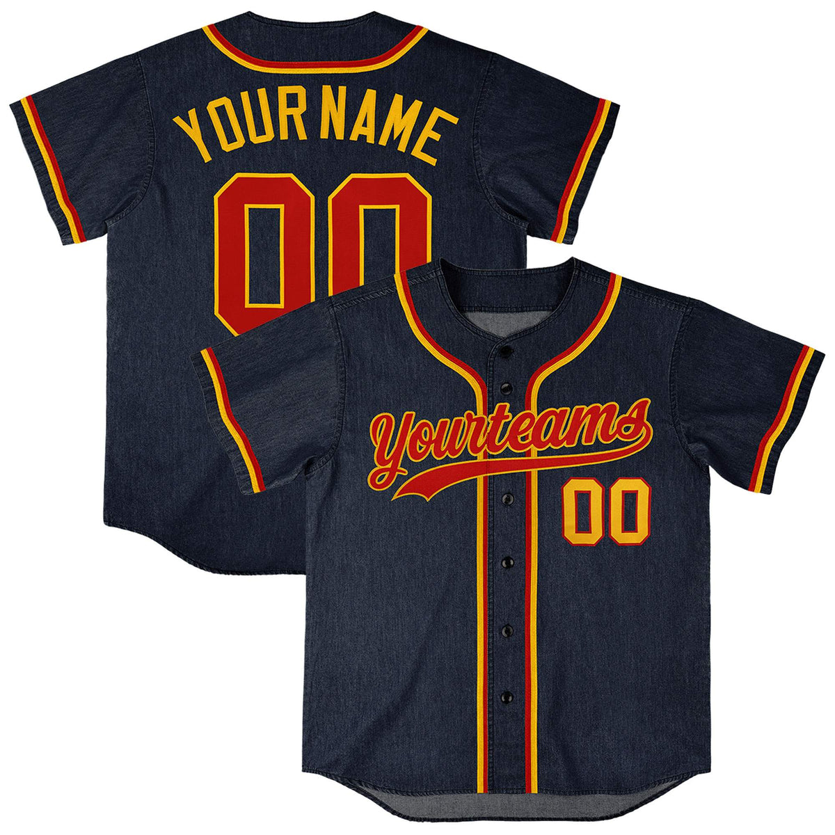 Custom Navy Personalized Denim Baseball Jersey For Men Women Boy| KXKSHOP