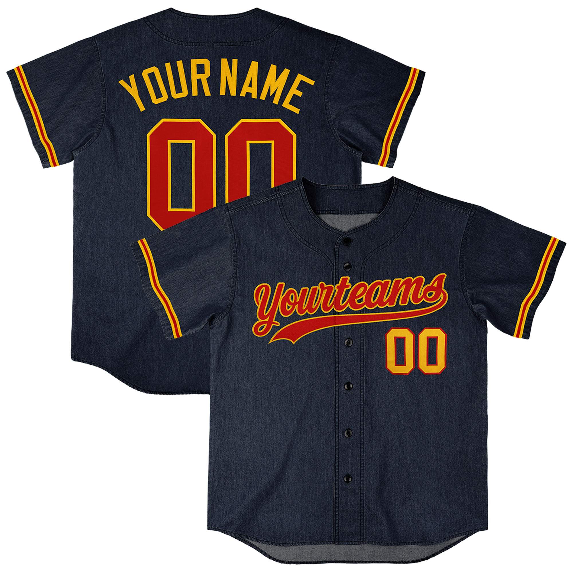 Custom Navy Personalized Denim Baseball Jersey For Men Women Boy| KXKSHOP