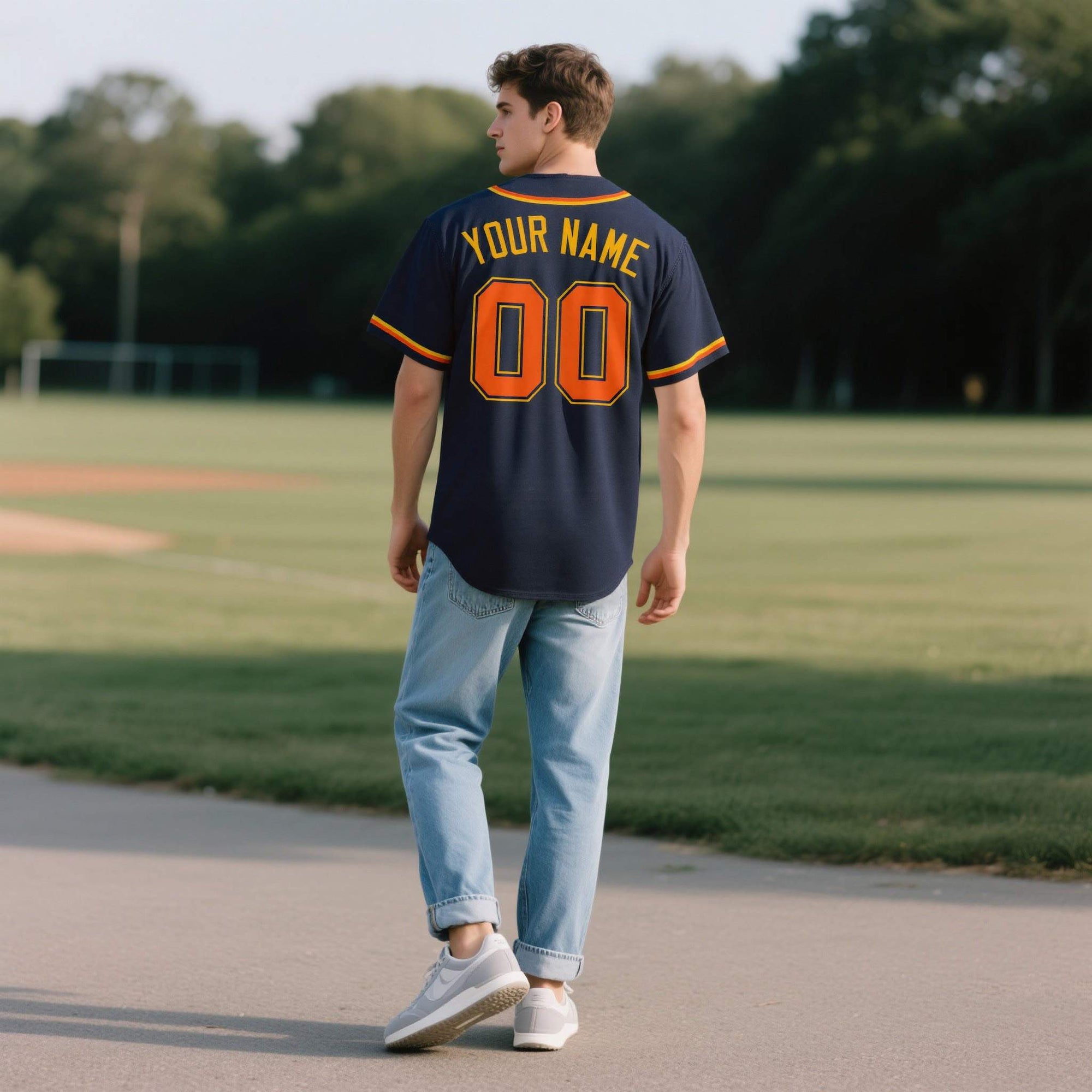 Custom Navy Personalized Denim Baseball Jersey For Men Women Boy| KXKSHOP
