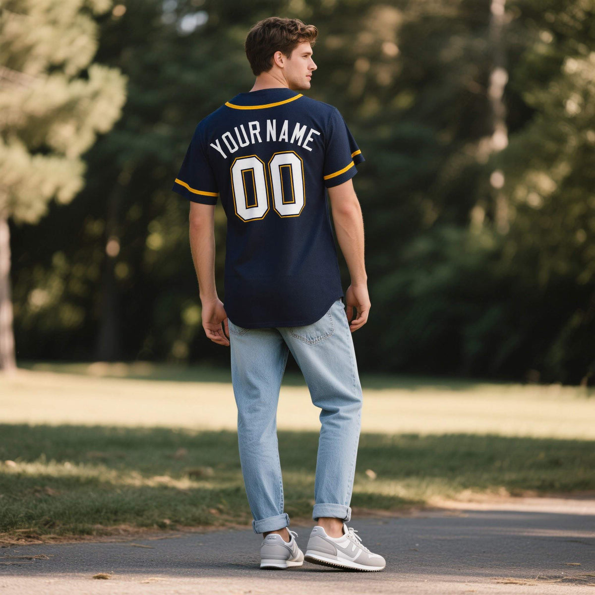 Custom Navy Personalized Denim Baseball Jersey For Men Women Boy| KXKSHOP