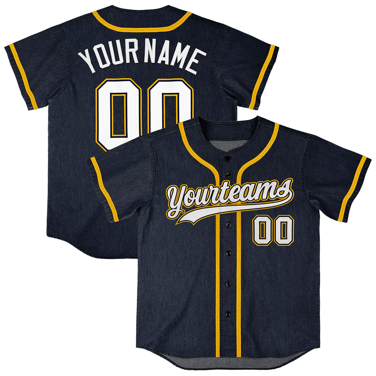 Custom Navy Personalized Denim Baseball Jersey For Men Women Boy| KXKSHOP