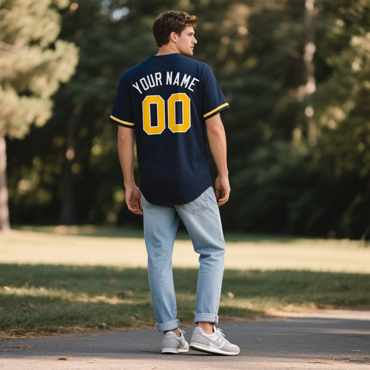 Custom Navy Personalized Denim Baseball Jersey For Men Women Boy| KXKSHOP