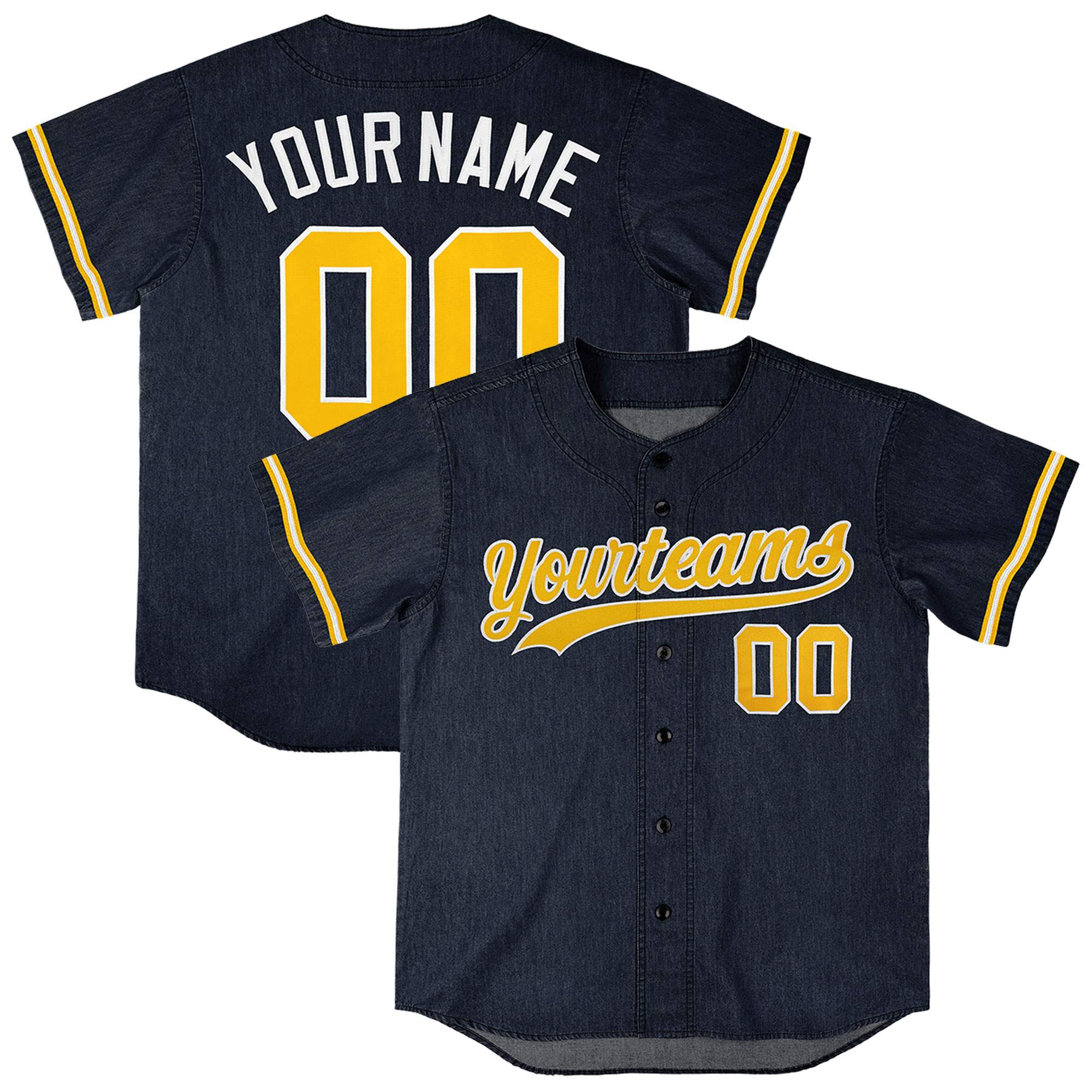 Custom Navy Personalized Denim Baseball Jersey For Men Women Boy| KXKSHOP