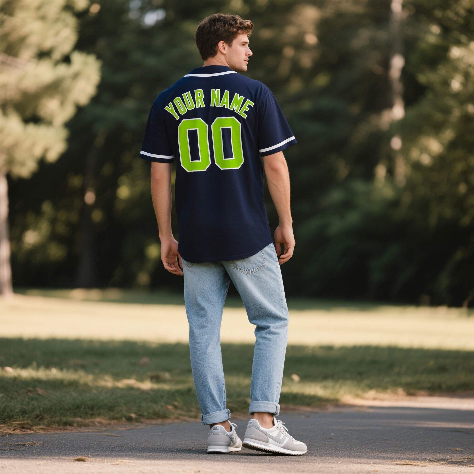 Custom Navy Personalized Denim Baseball Jersey For Men Women Boy| KXKSHOP