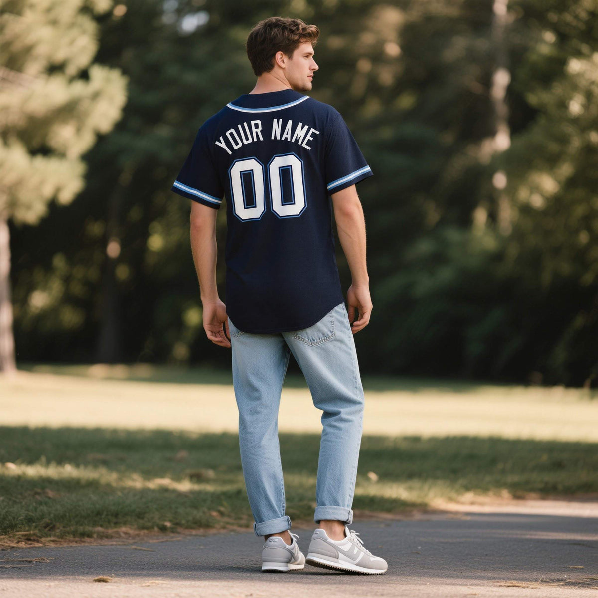 Custom Navy Personalized Denim Baseball Jersey For Men Women Boy| KXKSHOP