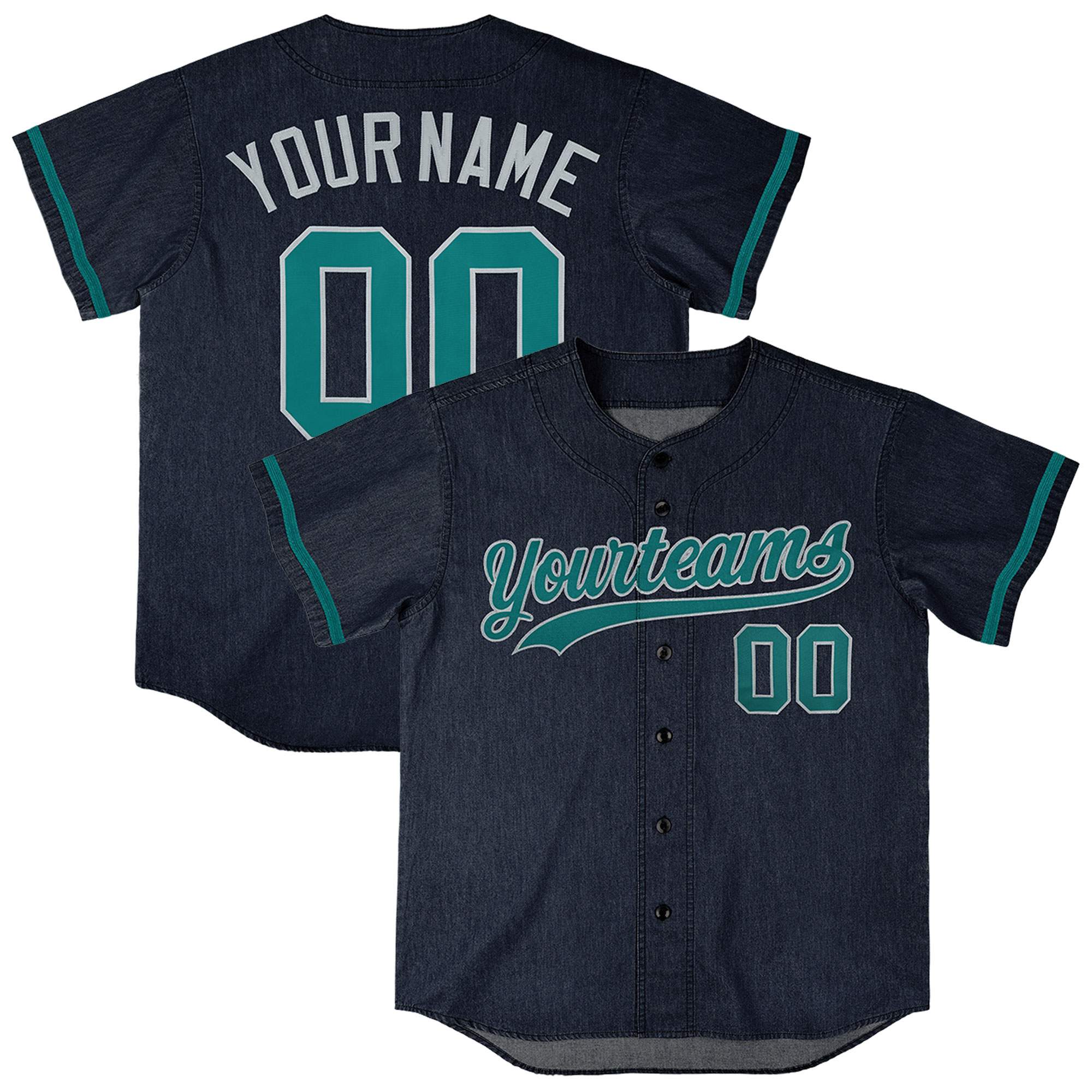 Custom Navy Personalized Denim Baseball Jersey For Men Women Boy| KXKSHOP