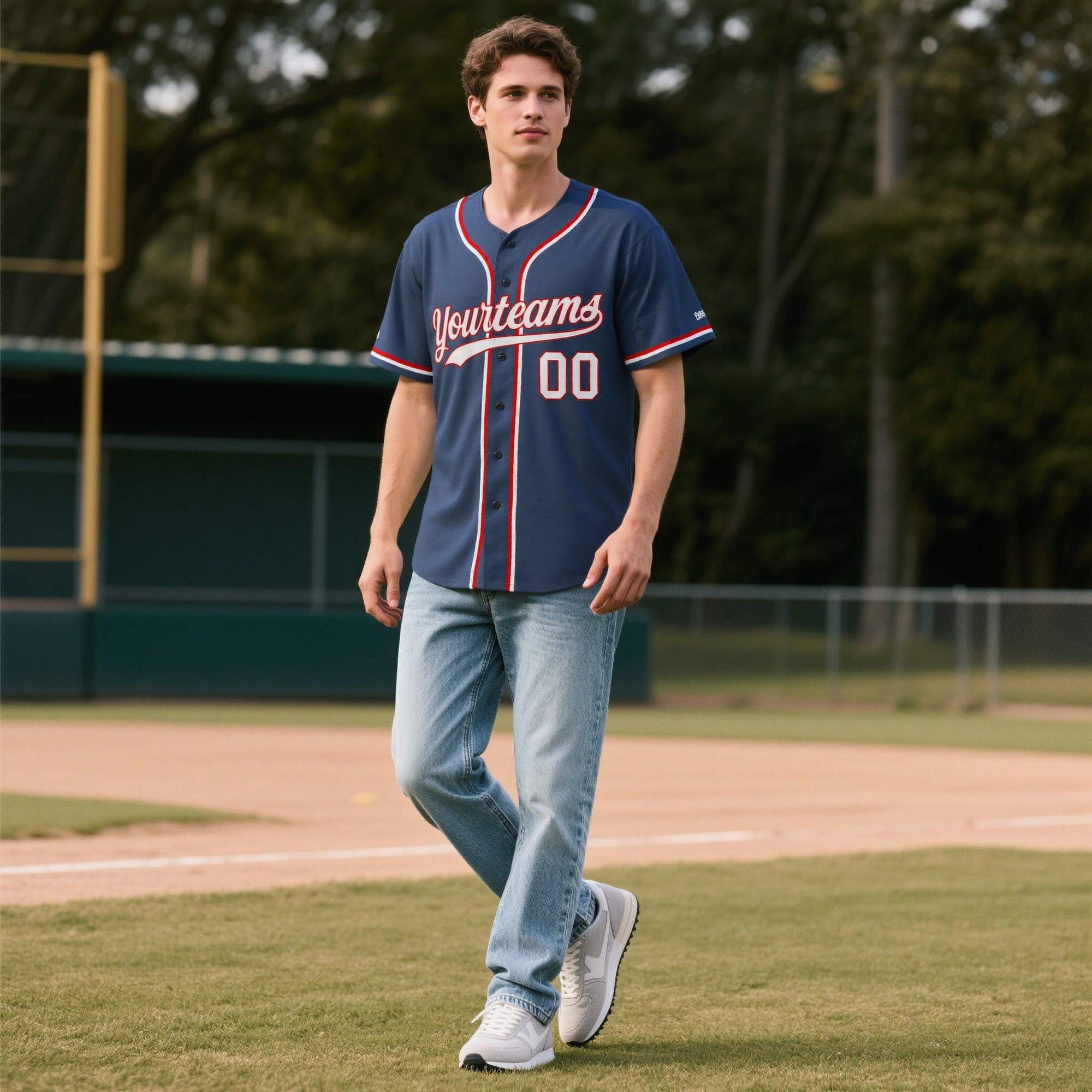 Custom Midnight Blue Personalized Denim Baseball Jersey For Men Women Boy| KXKSHOP