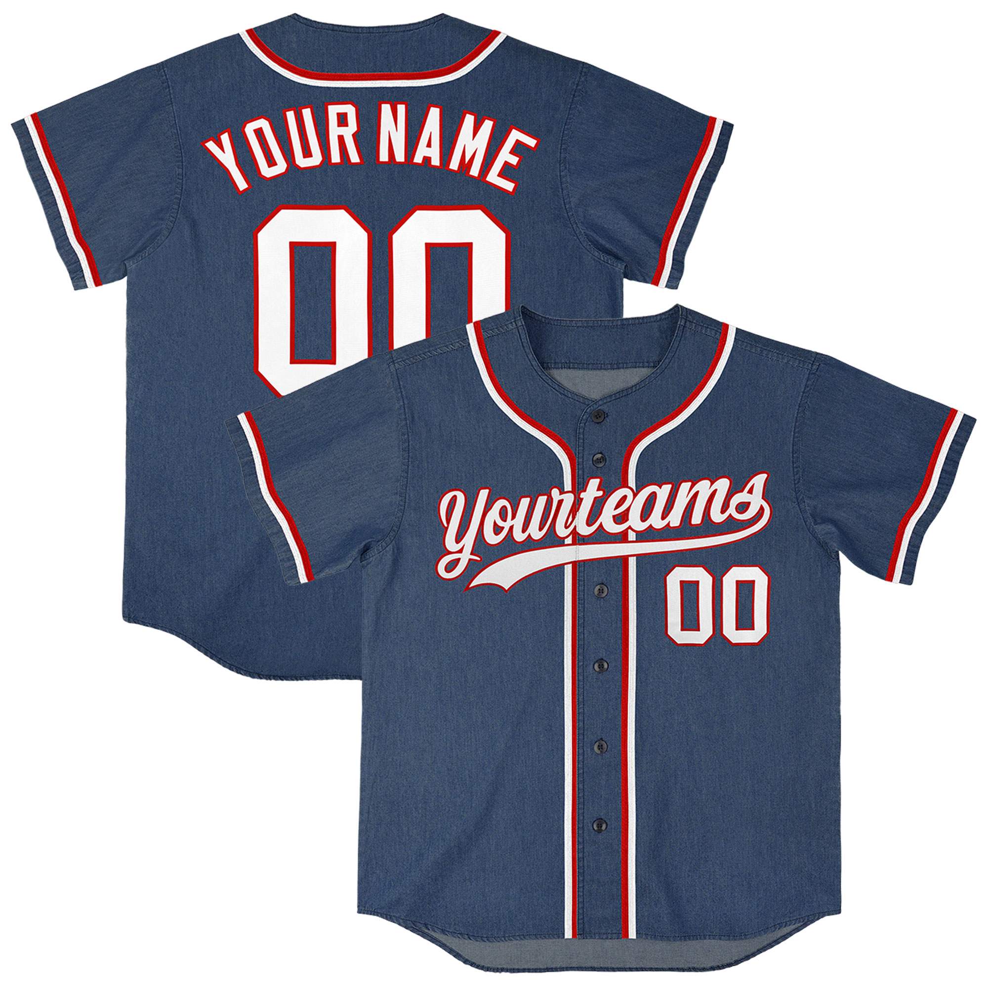 Custom Midnight Blue Personalized Denim Baseball Jersey For Men Women Boy| KXKSHOP