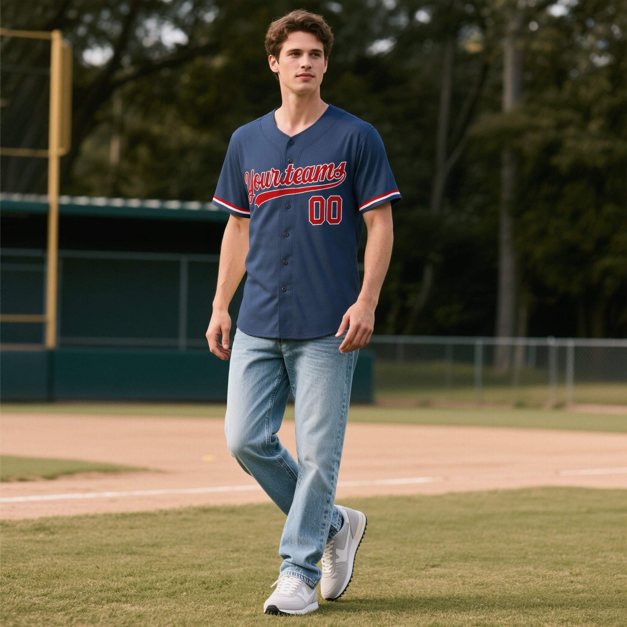 Custom Midnight Blue Personalized Denim Baseball Jersey For Men Women Boy| KXKSHOP