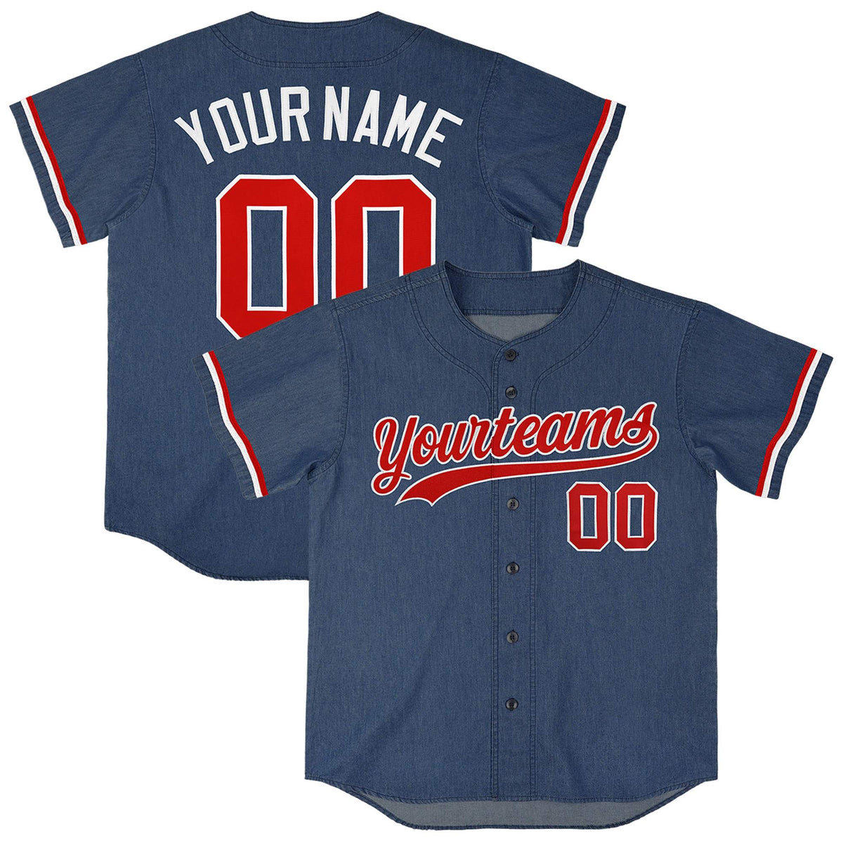 Custom Midnight Blue Personalized Denim Baseball Jersey For Men Women Boy| KXKSHOP