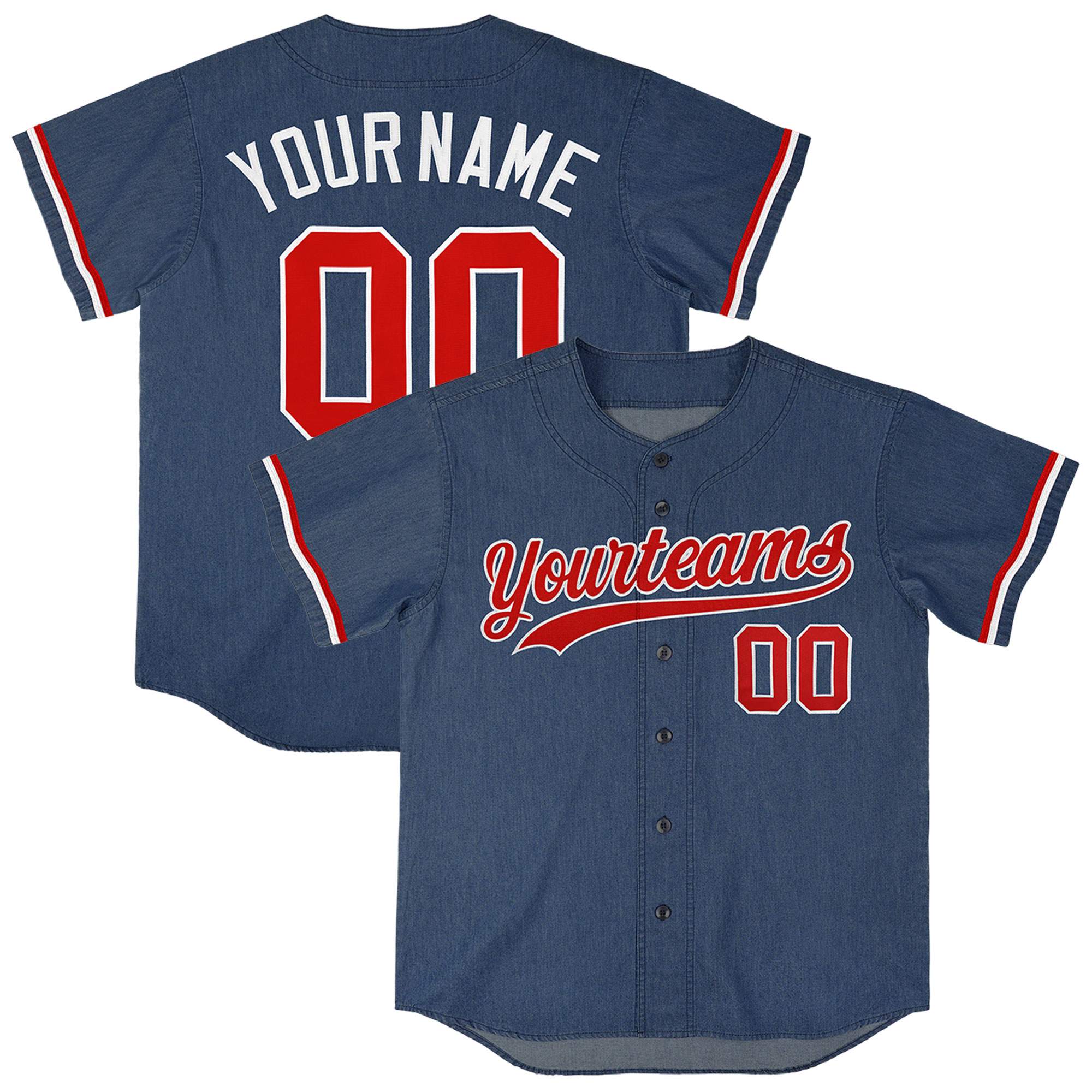 Custom Midnight Blue Personalized Denim Baseball Jersey For Men Women Boy| KXKSHOP