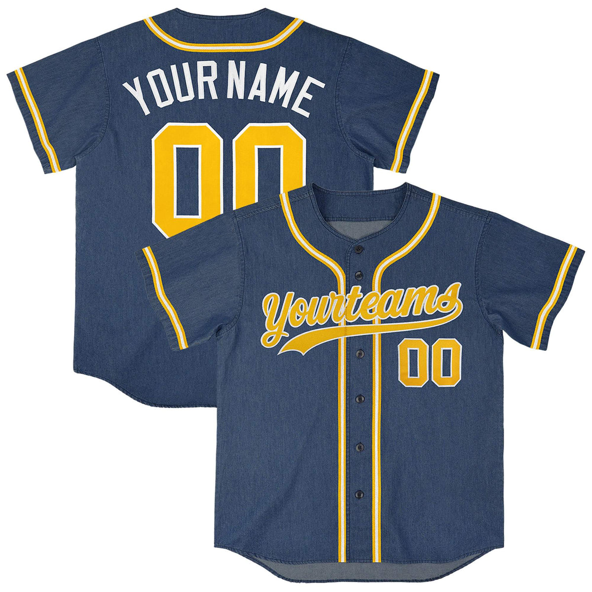 Custom Midnight Blue Personalized Denim Baseball Jersey For Men Women Boy| KXKSHOP