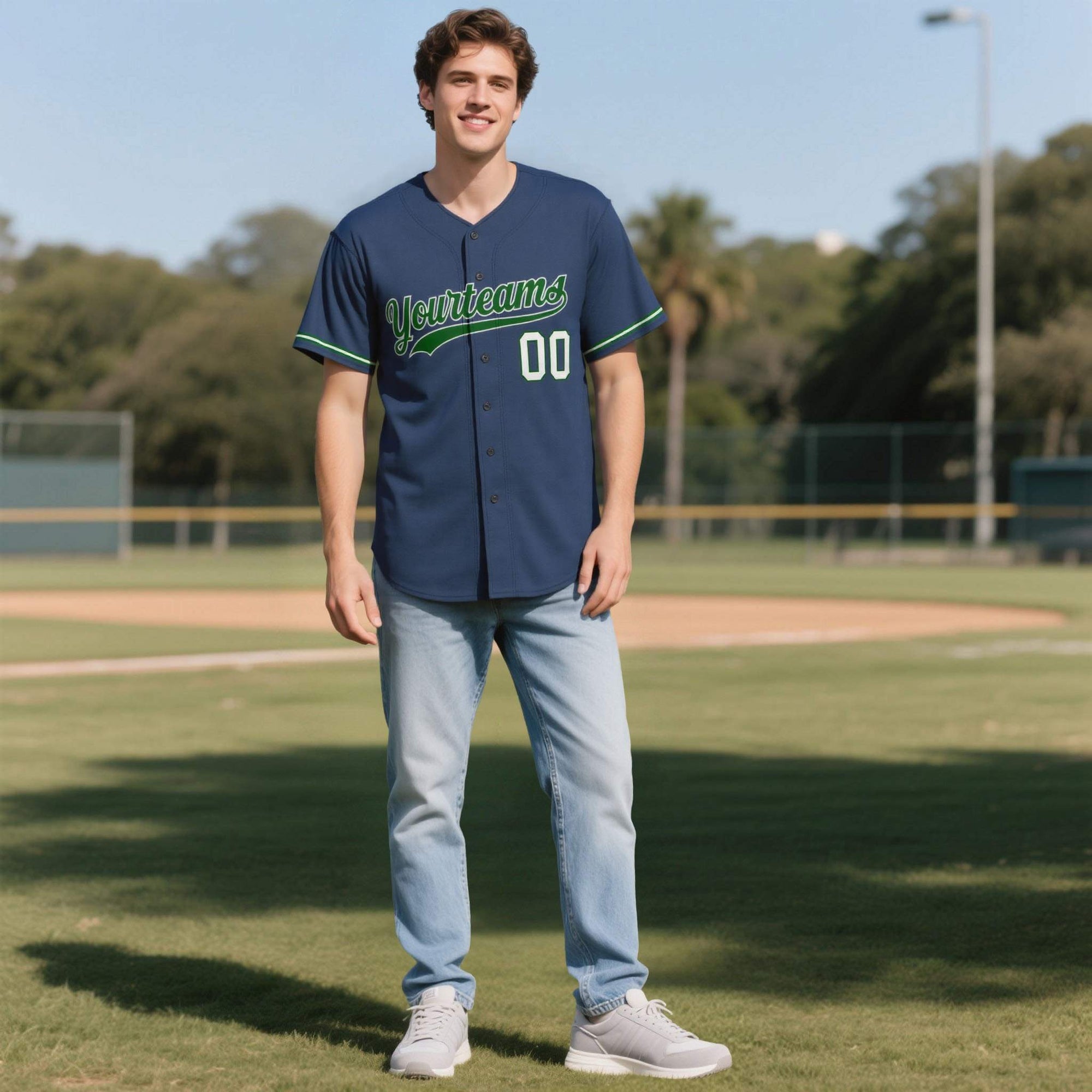 Custom Midnight Blue Personalized Denim Baseball Jersey For Men Women Boy| KXKSHOP