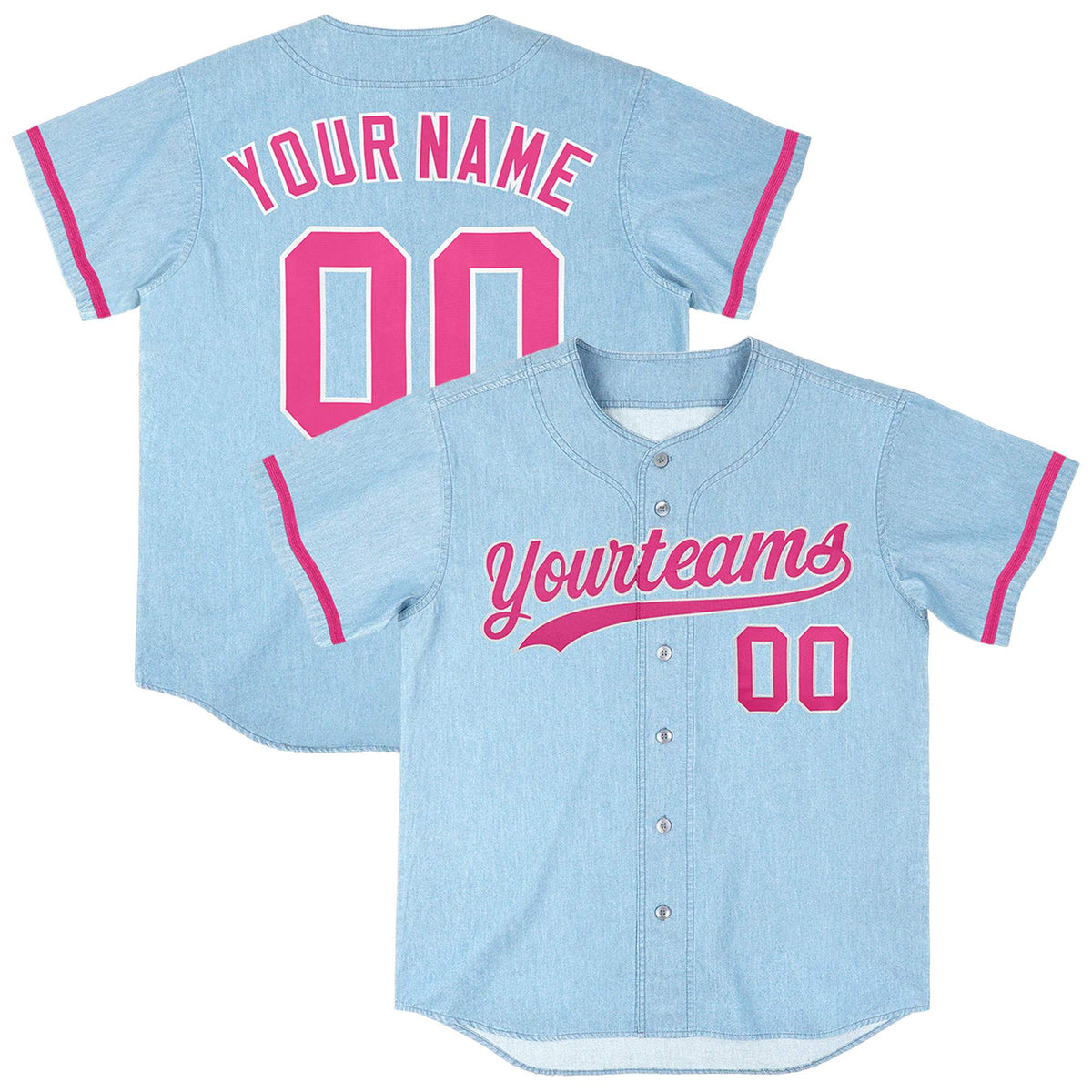 Custom Powder Blue Personalized Denim Baseball Jersey For Men Women Boy| KXKSHOP