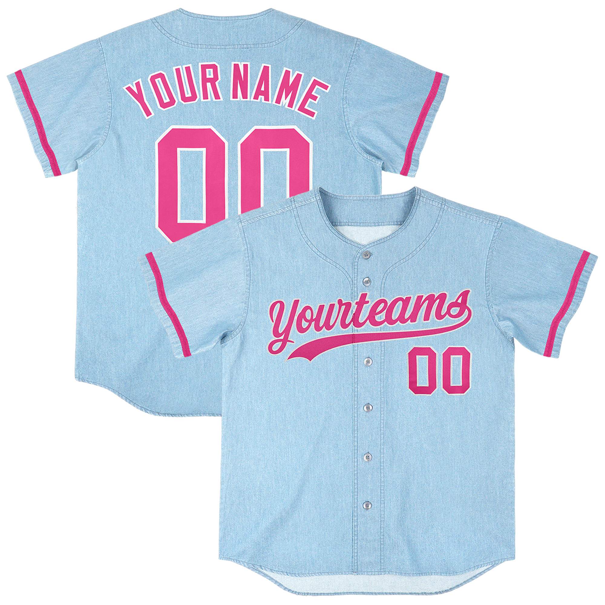Custom Powder Blue Personalized Denim Baseball Jersey For Men Women Boy| KXKSHOP
