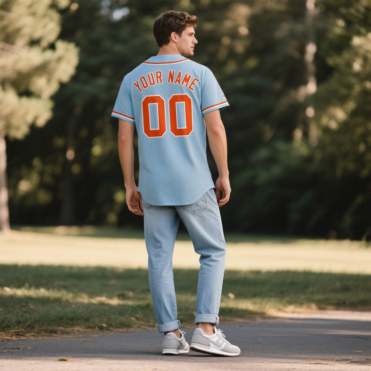 Custom Powder Blue Personalized Denim Baseball Jersey For Men Women Boy| KXKSHOP