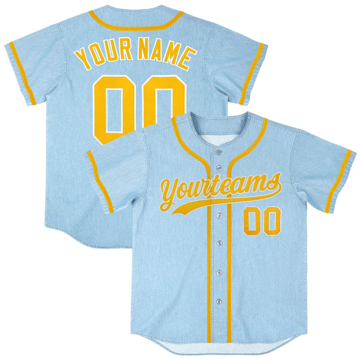 Custom Powder Blue Personalized Denim Baseball Jersey For Men Women Boy| KXKSHOP