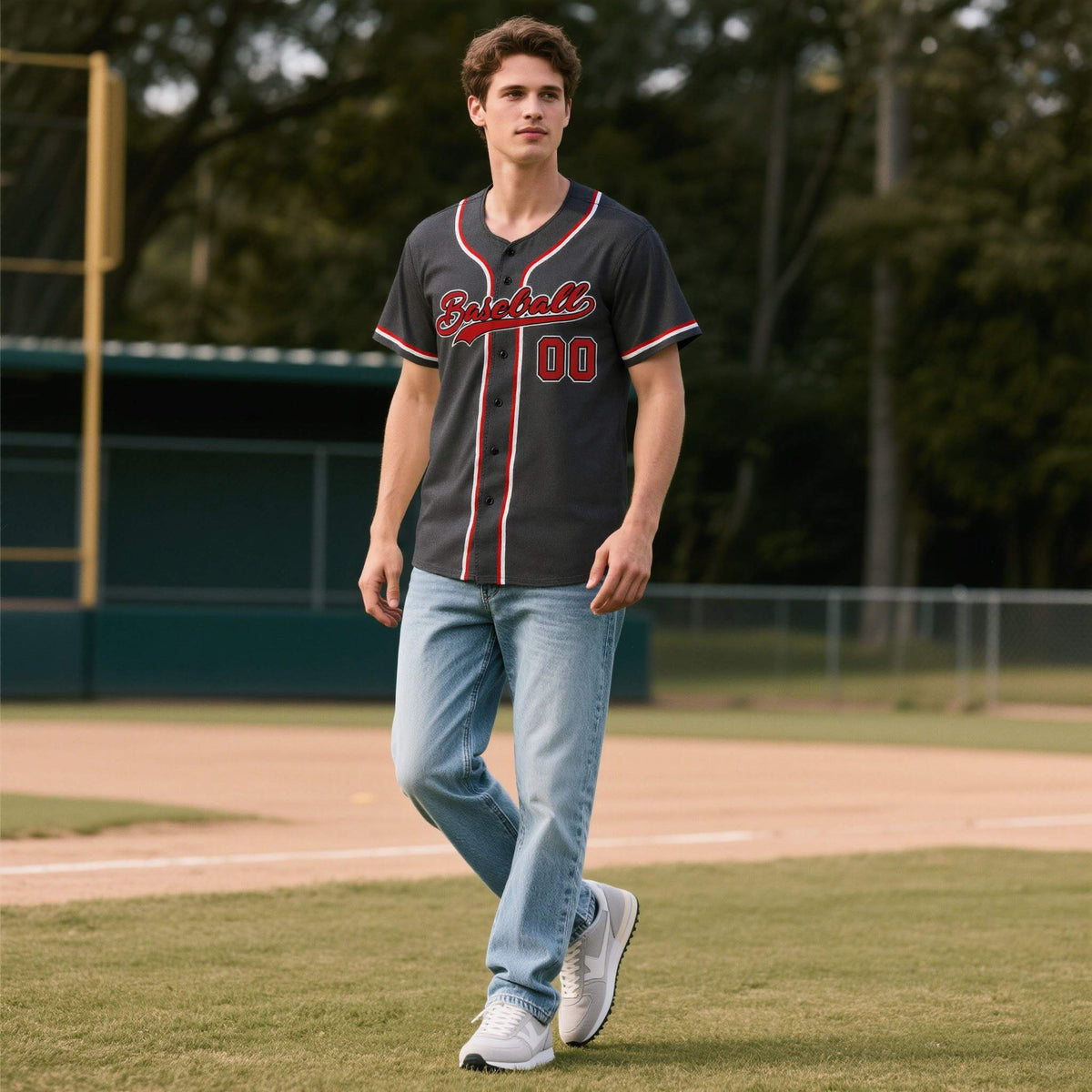 Custom Black Personalized Denim Baseball Jersey For Men Women Boy| KXKSHOP