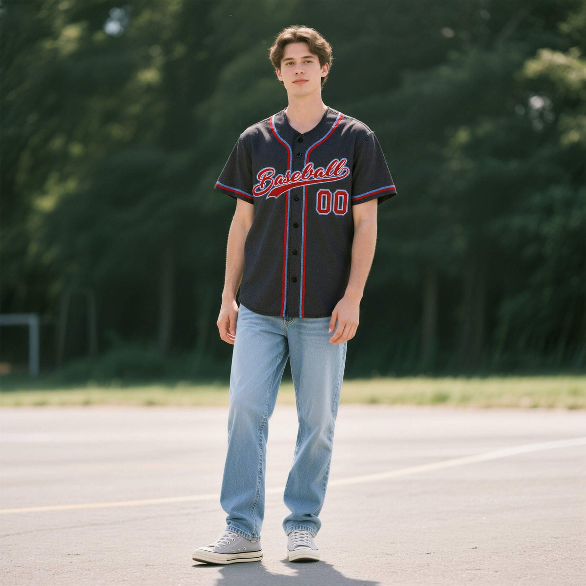 Custom Black Personalized Denim Baseball Jersey For Men Women Boy| KXKSHOP