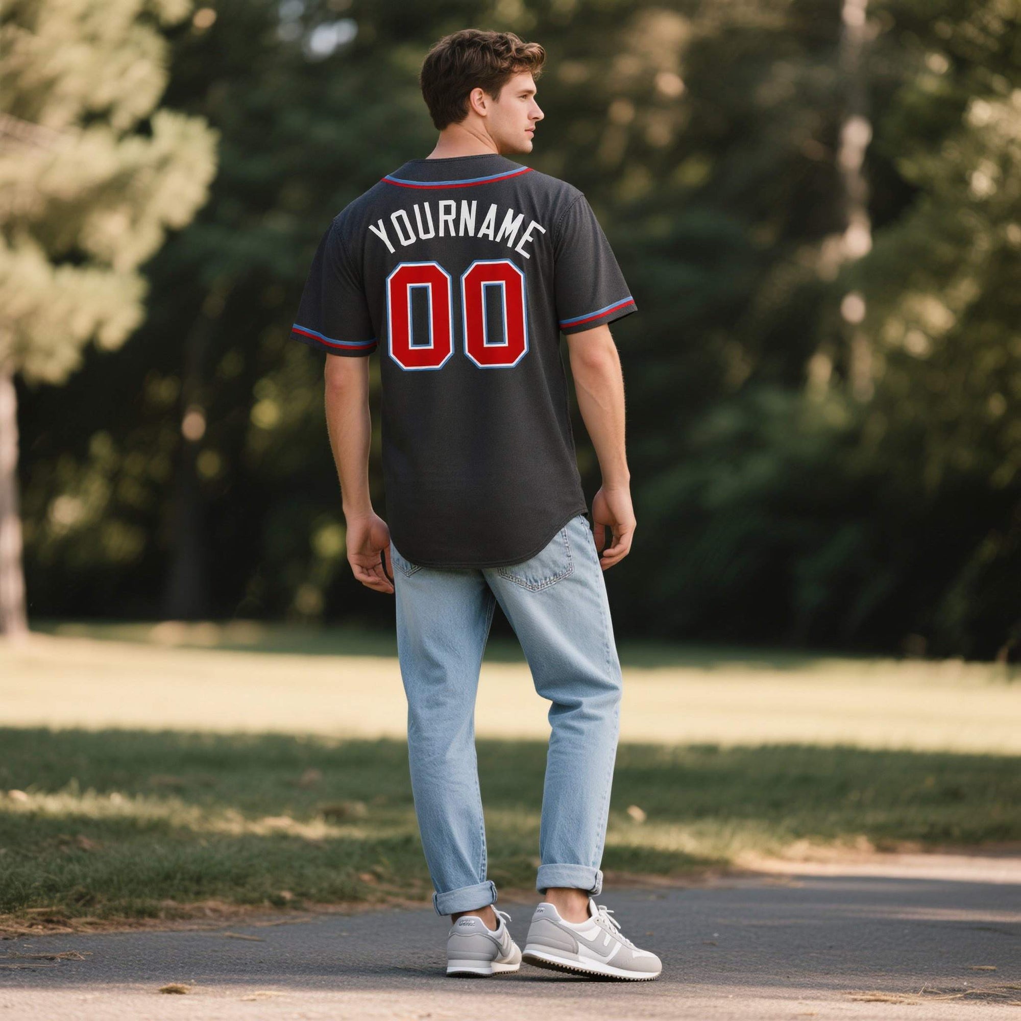 Custom Black Personalized Denim Baseball Jersey For Men Women Boy| KXKSHOP