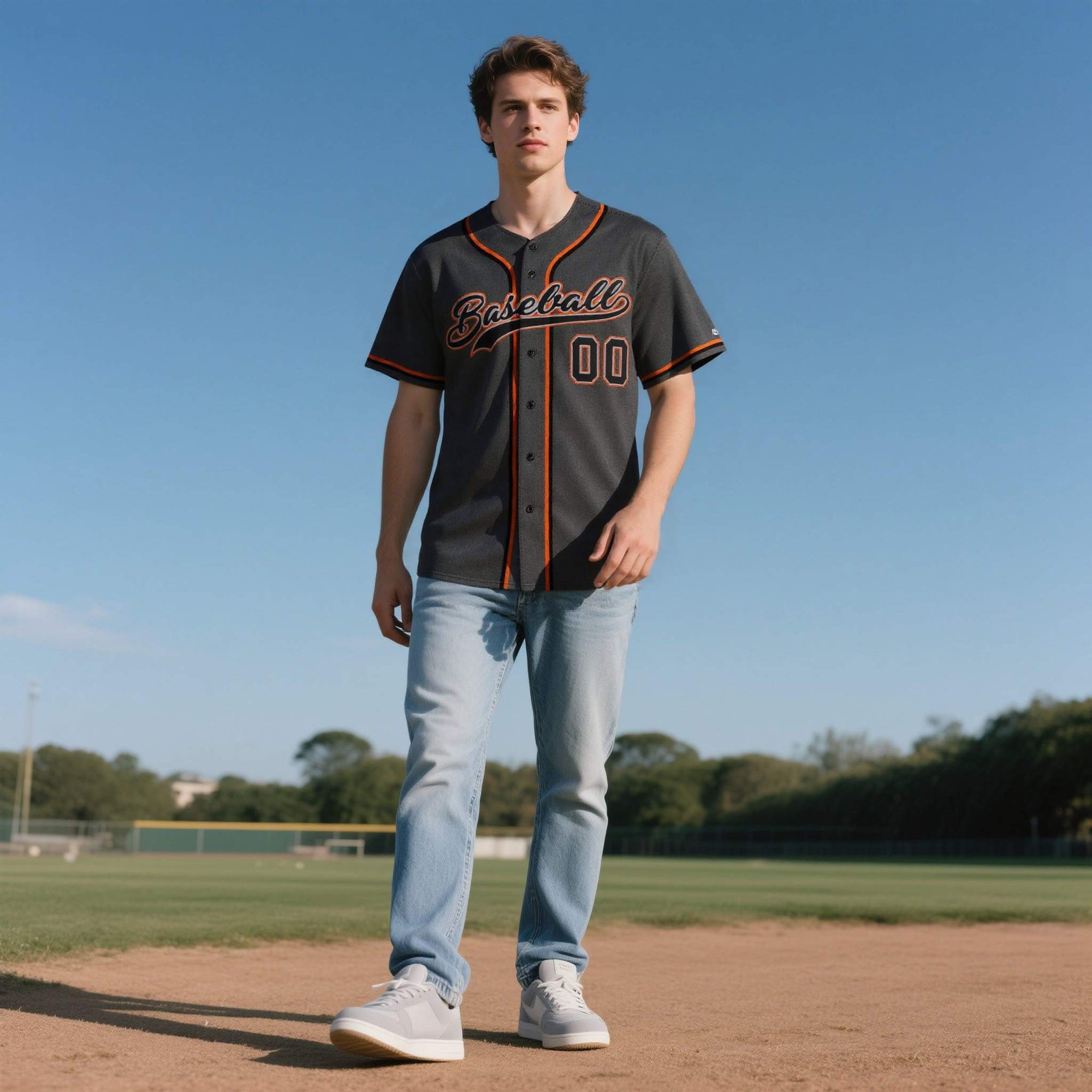 Custom Black Personalized Denim Baseball Jersey For Men Women Boy| KXKSHOP