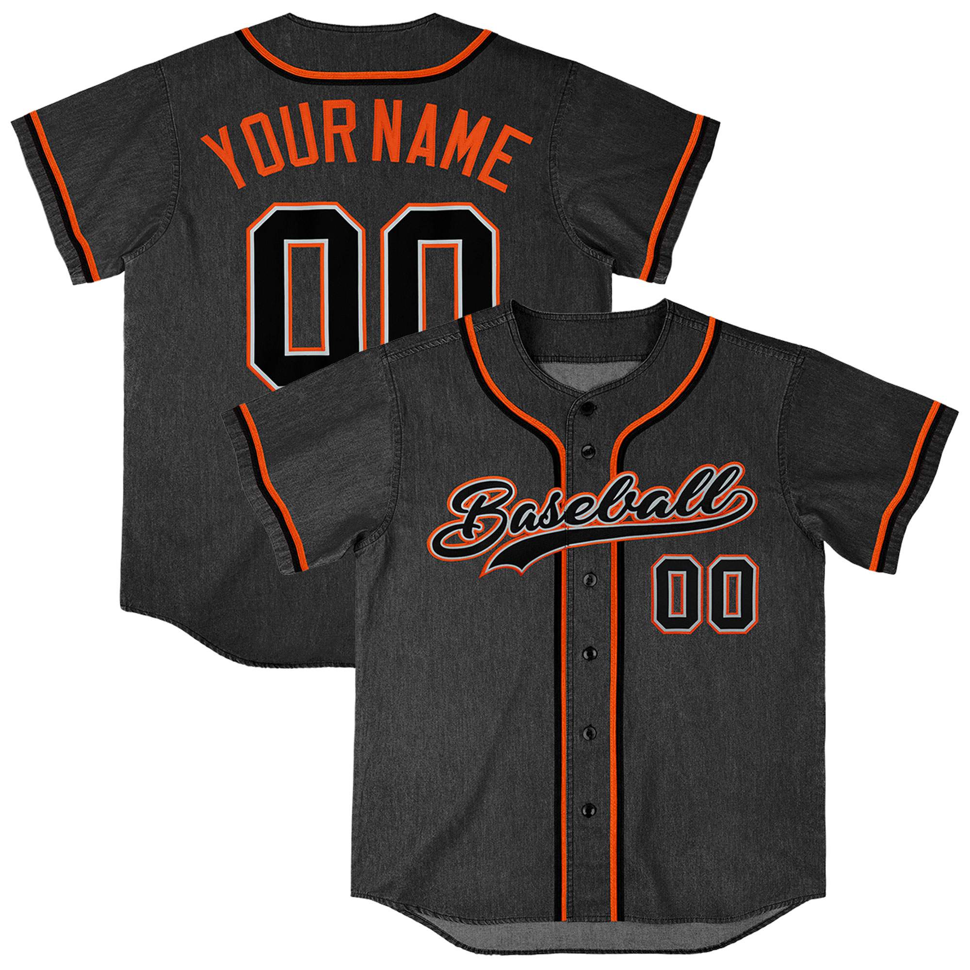 Custom Black Personalized Denim Baseball Jersey For Men Women Boy| KXKSHOP