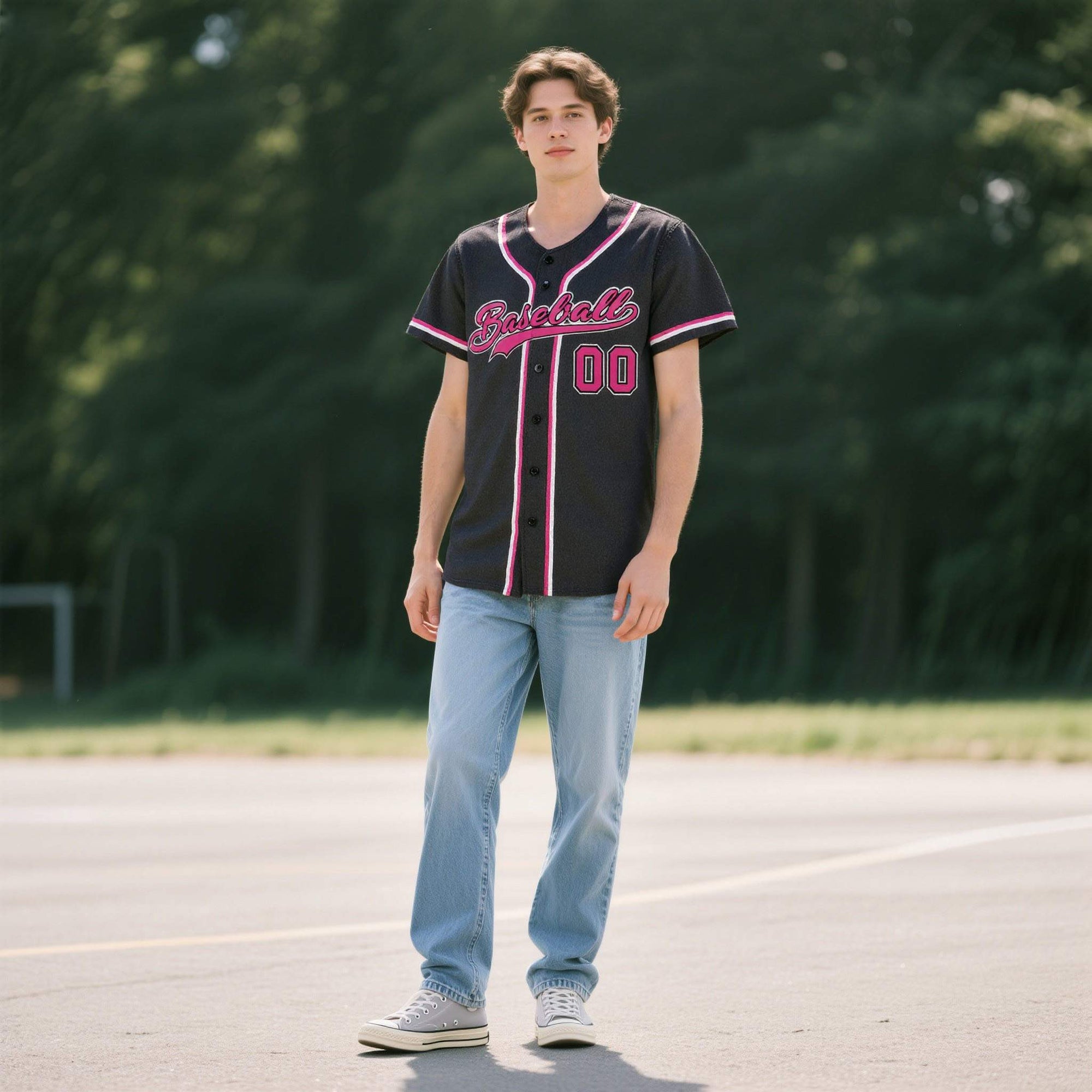 Custom Black Personalized Denim Baseball Jersey For Men Women Boy| KXKSHOP