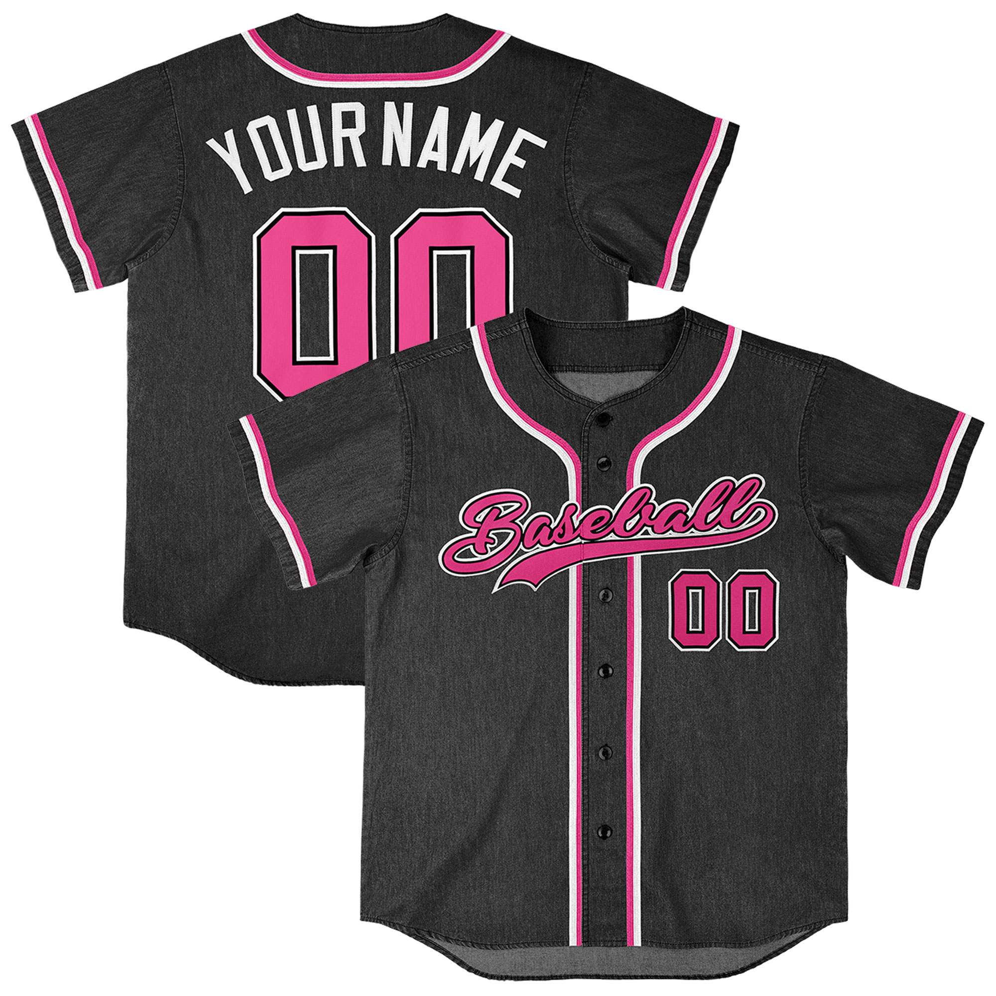 Custom Black Personalized Denim Baseball Jersey For Men Women Boy| KXKSHOP