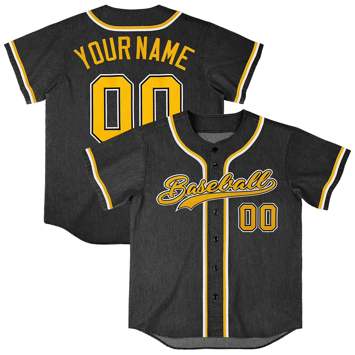 Custom Black Personalized Denim Baseball Jersey For Men Women Boy| KXKSHOP