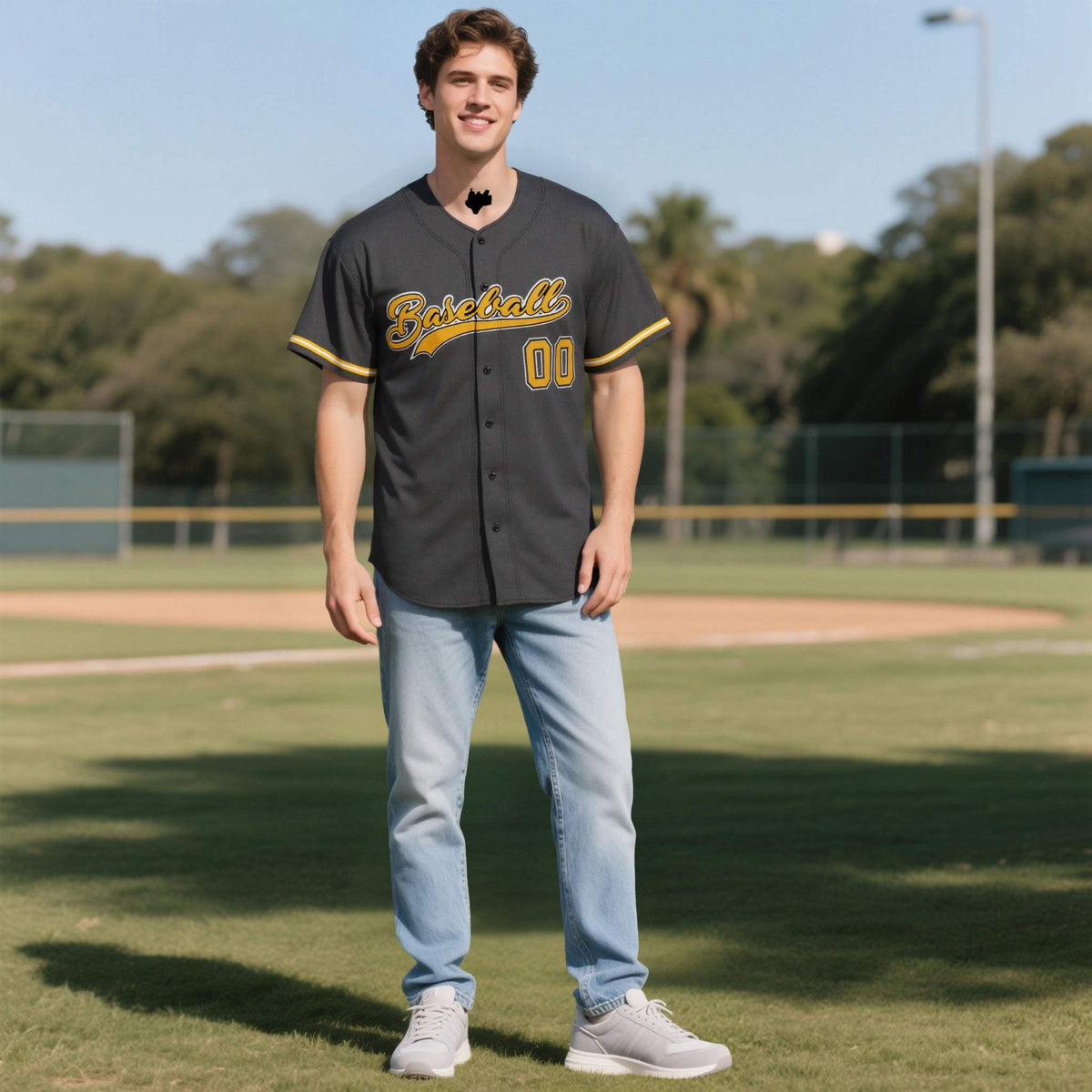 Custom Black Personalized Denim Baseball Jersey For Men Women Boy| KXKSHOP