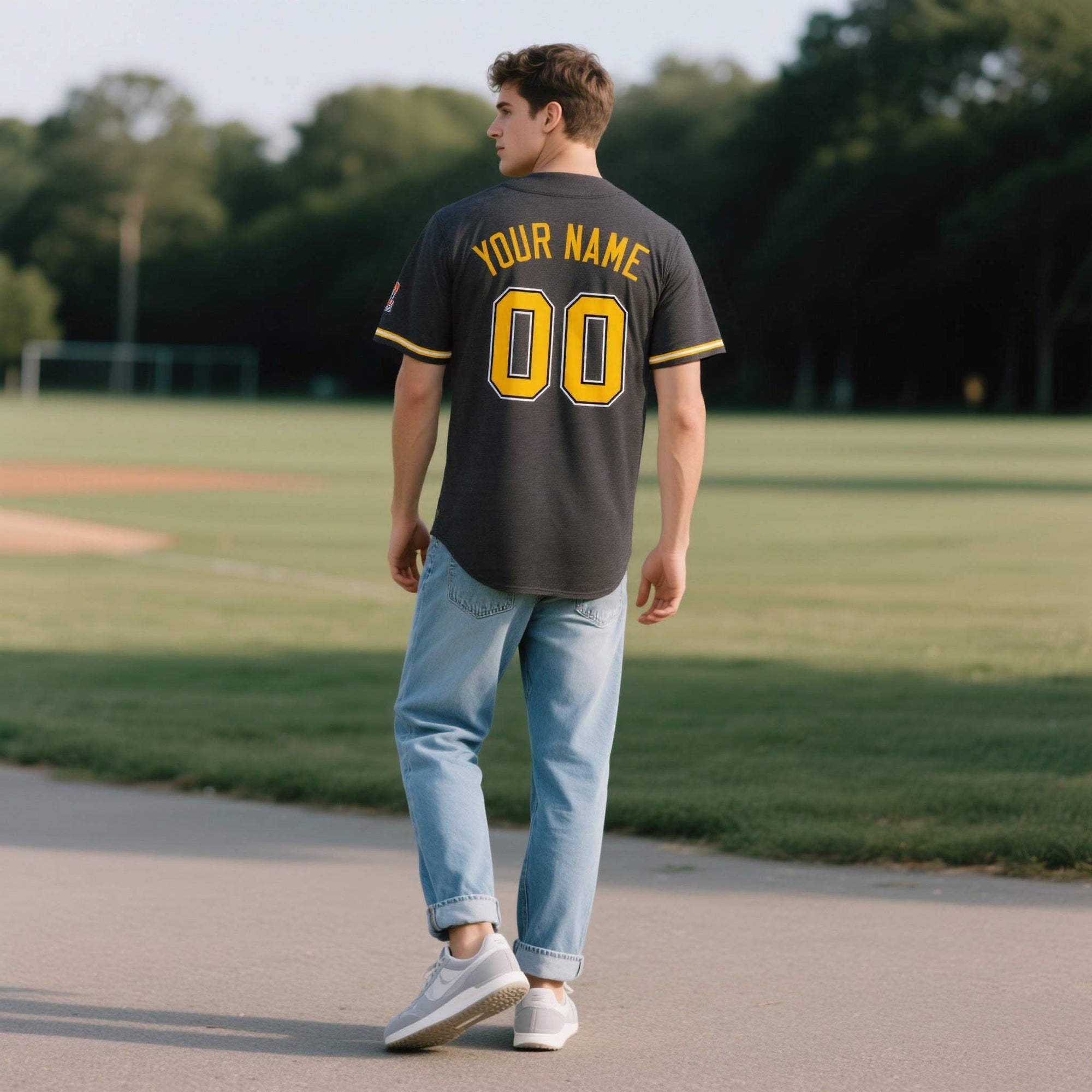 Custom Black Personalized Denim Baseball Jersey For Men Women Boy| KXKSHOP