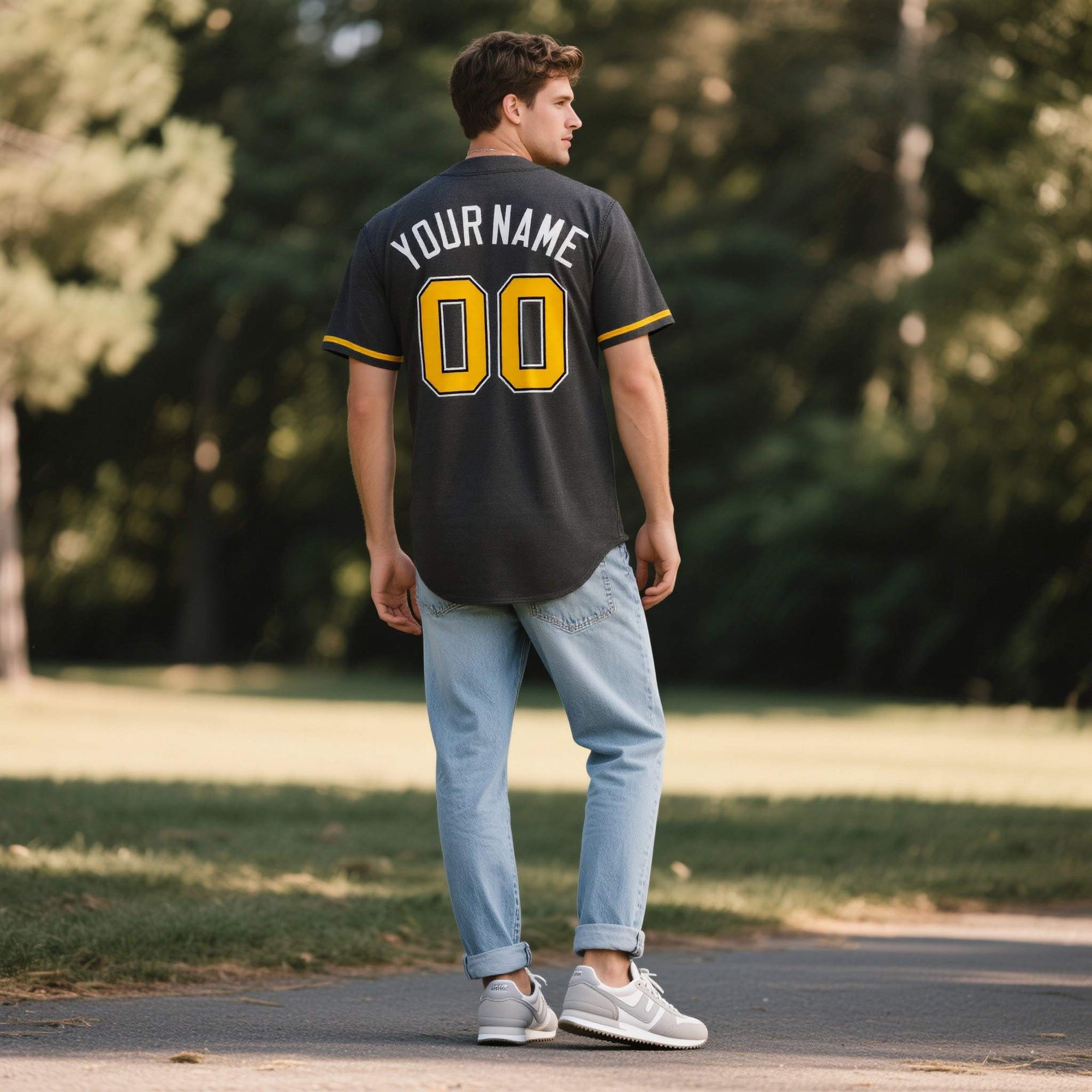 Custom Black Personalized Denim Baseball Jersey For Men Women Boy| KXKSHOP