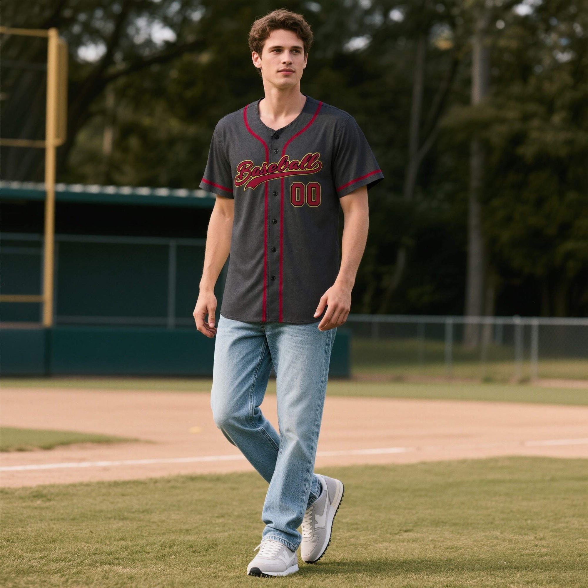 Custom Black Personalized Denim Baseball Jersey For Men Women Boy| KXKSHOP