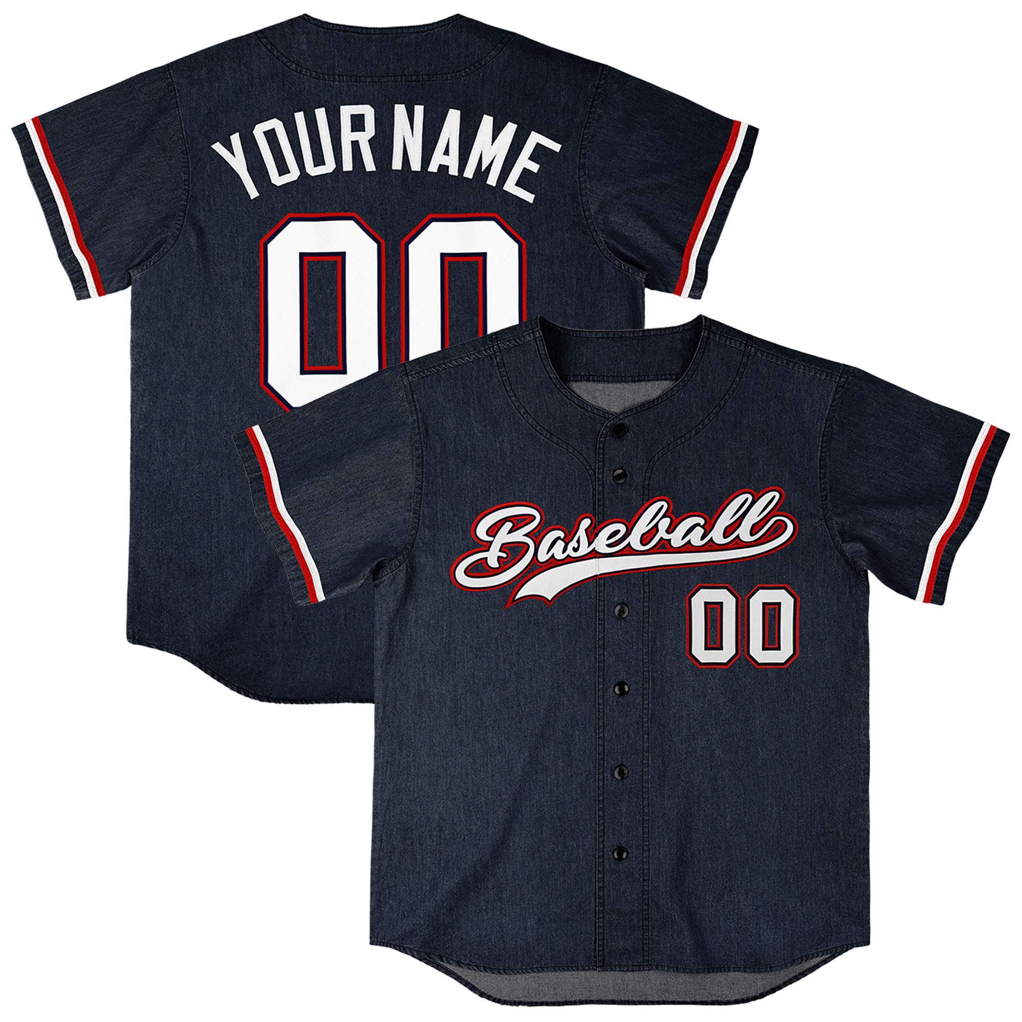 Custom Navy Personalized Denim Baseball Jersey For Men Women Boy| KXKSHOP