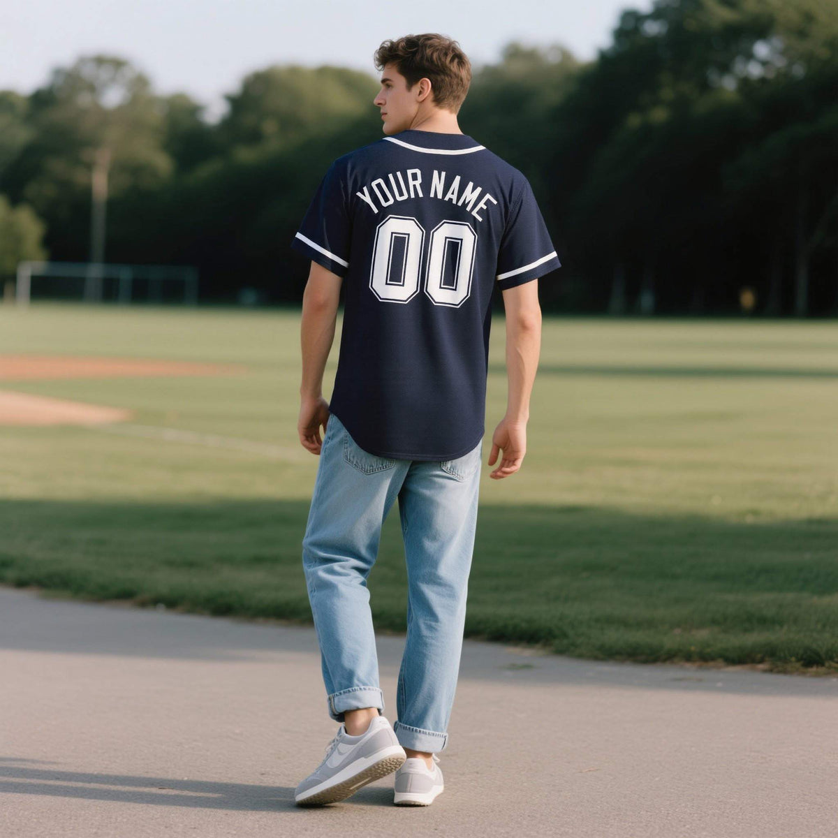 Custom Navy Personalized Denim Baseball Jersey For Men Women Boy| KXKSHOP