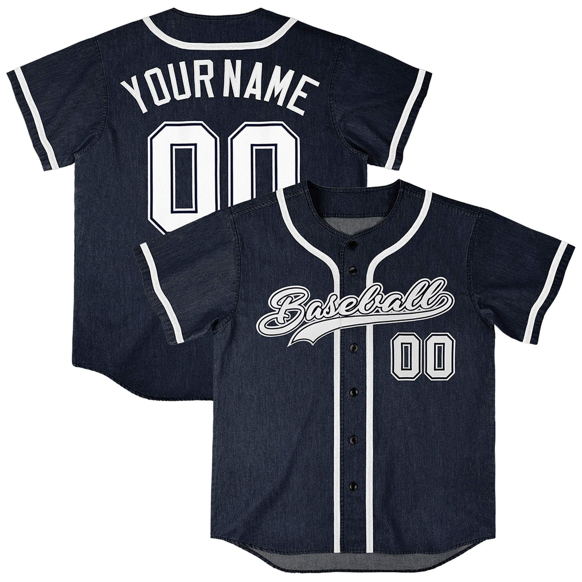 Custom Navy Personalized Denim Baseball Jersey For Men Women Boy| KXKSHOP