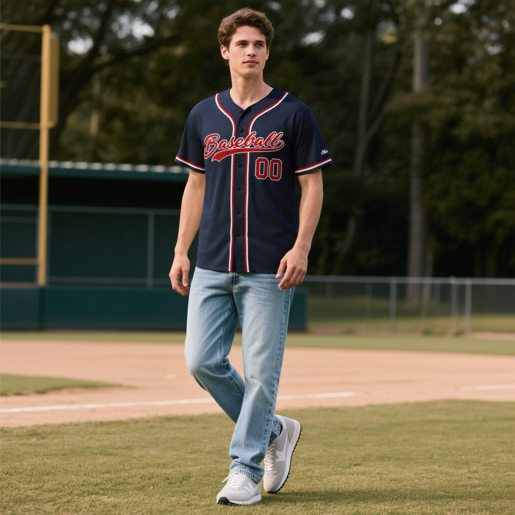 Custom Navy Personalized Denim Baseball Jersey For Men Women Boy| KXKSHOP